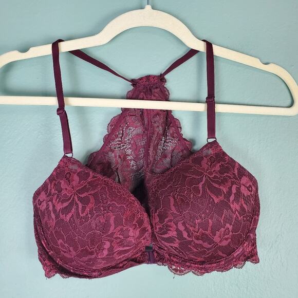 Pink Victoria's Secret Racerback Lace Bra Size 34D - Picture 1 of 5